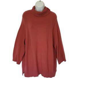 Soft Surroundings Oversized Button-Back Sweater L  Turtleneck Pullover 45% Polya